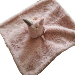Little Miracles Unicorn Lovey Security Plush Blanket Pink Stuffed Animal  14x14"